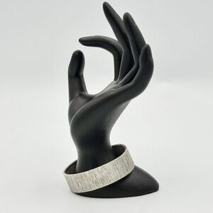 Vintage Sterling Silver Wide Bangle Bracelet Box Clasp Brutalist Modernist 39.g